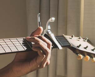 Capo Clamped on Guitar